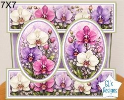 Elegant 7x7 Orchid Floral Card Topper for Handmade Crafts