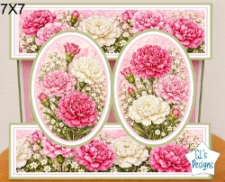 Elegant 7x7 Carnation Floral Card Topper for Handmade Crafts