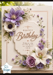 Elegant Floral Birthday Topper with Purple Blooms