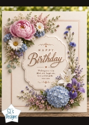 Elegant Multicolor Floral Birthday Topper with Gold Details