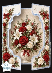 Elegant Red & White Floral Vase Topper