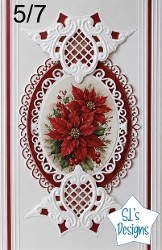 Elegant Poinsettia Christmas Floral Oval Topper 5x7 for Crafts