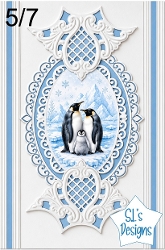 Elegant 5x7 Winter Penguin Family Decorative Card Topper
