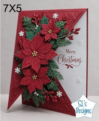 Elegant 5x7 Poinsettia Christmas Card Topper for Handmade Crafts