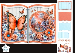 Autumn Orange Butterfly Riverside Book-Style Card Kit