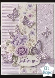 Lavender Butterfly Floral Panel Card Kit