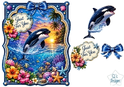 Tropical Orca Sunset Card Topper