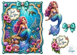Magical Mermaid Underwater Fantasy Card Topper