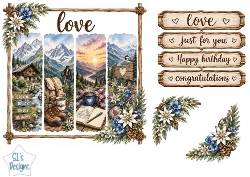 Rustic Mountain Adventure Panel Card Topper