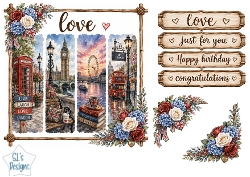 Romantic London Landmark Panel Card Topper