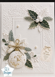 Elegant White & Gold Christmas Embossed Card Topper