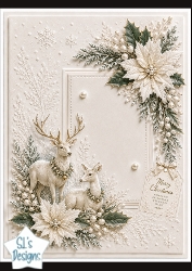 Winter Deer Duo Embossed Christmas Card Topper