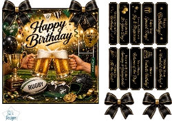 cup1457355_135813 - Rugby Champions Beer Toast Birthday Card Topper