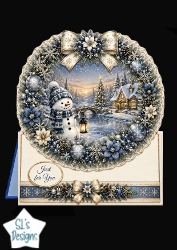 Snowman Lantern Winter Wreath Card Topper
