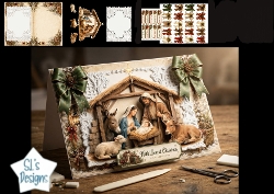 With Love at Christmas – Nativity Scene & Green Bow Card Kit