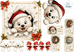Polar Bear Christmas Peek‑Through – Festive Tags & Holiday Elements Card Kit