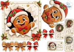 Gingerbread Christmas Peek‑Through – Festive Tags & Holiday Elements Card Kit