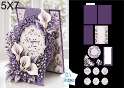 Purple Calla Lilies Wedding 5x7 Card Kit with Lace Borders and Sentiment Labels