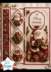 Santa Claus Christmas Diamond Trio – Gifts & Holiday Sack Topper