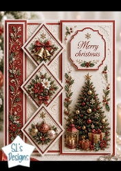 Elegant Christmas Diamond Trio – Bells, Poinsettia & Ornaments Topper