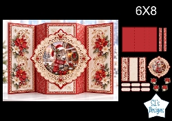 Donkey 6x8 Christmas Card Kit with Festive Ornament Frame & Red Floral Toppers