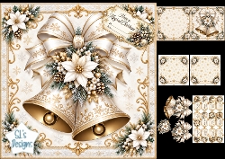 cup1463704_135813 - Elegant Golden Bells Christmas Card Topper