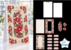 Luxury Red & Cream Poinsettia 3D Card Kit – Elegant Layered Christmas Design