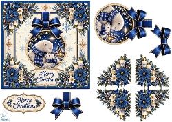 Blue Christmas Polar Bears • Winter Village & Candlelit Florals