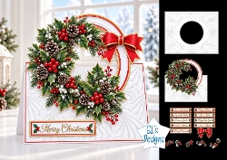 Traditional Christmas Wreath with Pinecones Card Kit & Sentiments