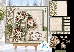 Vintage Christmas Mailbox Card Kit with Poinsettias, Holly & Festive Greetings