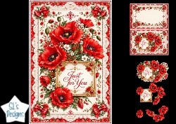 Elegant Red Poppy Just for You Floral Topper for Cards