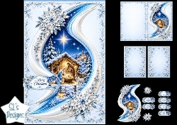 Elegant Nativity Merry Christmas Topper with Snowflake Frame