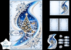 Elegant Christmas Tree & Presents Merry Christmas Winter Topper