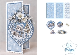 Cute Christmas Kitten Ornament Card Kit with Winter Gifts