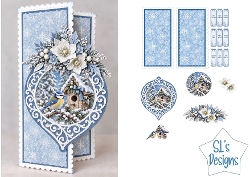 Blue Tit & Snowy Birdhouse Christmas Ornament Card Kit