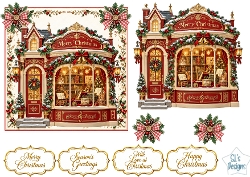 Elegant Christmas Music Shop Decoupage Topper Kit