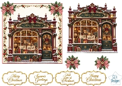 Victorian Christmas Bookshop Decoupage Topper Kit