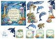 Underwater Birthday Card Topper with Dolphins, Whales, Turtles & Sea Life Elements