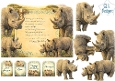 Rhinoceros Savanna Birthday Card Topper with Wildlife Family Elements