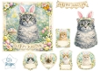 Happy Easter Cats with Bunny Ears & Spring Flowers Card Topper 2