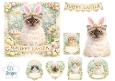 Happy Easter Cats with Bunny Ears & Spring Floral Card Topper