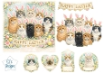 Happy Easter Cats with Bunny Ears & Spring Floral Card Topper Set 7