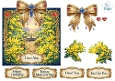 Luxury Yellow Garden Sunset Topper with Gold Frame, Jewels, Flowers & Sentiments