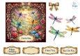 Luxury Dragonfly & Floral Topper with Gold Frame, Jewels, Bows & Sentiments