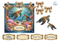 Luxury Sea Turtle Ocean Topper with Gold Frame, Jewels, Bows & Sentiments