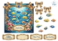 Luxury Tropical Fish Ocean Topper with Gold Frame, Jewels, Bows & Sentiments