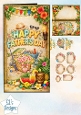 Tropical Happy Fathers Day Topper Sheet with Flowers, Tools, Drinks & Beach Elements