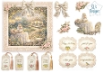 Romantic Vintage Garden Party Card Topper Sheet with Lace Cake Table & Floral Tags