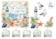 Nautical Seaside Card Topper – Lighthouse, Seagulls & Beach Elements