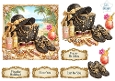 Luxury Tropical Glam Card Topper – Black Sunhat, Gold Accessories & Beach Scene